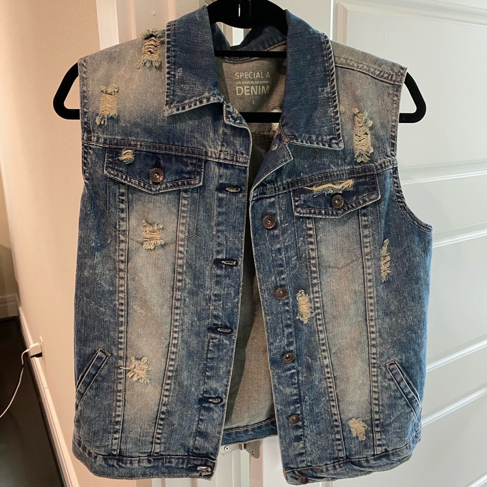 Distressed Denim Vest